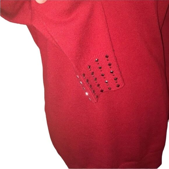 Vila Milano Red Beaded Turtleneck Sweater Size Large - Picture 4 of 6